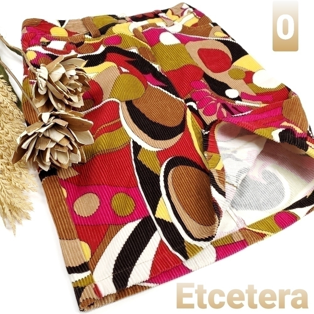 ETCETERA Corduroy Multi Color Art Deco Skirt Sz 0